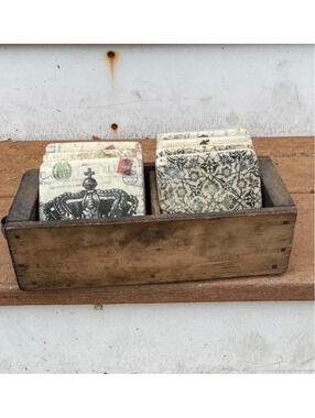 Reclaimed wood shabby chic coaster display
